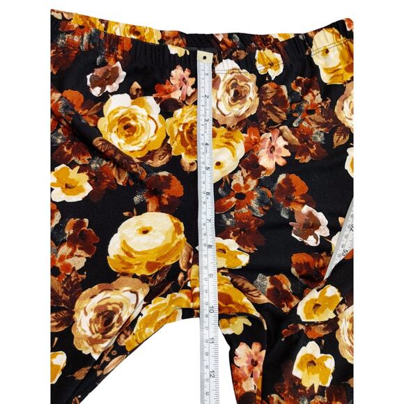 Polly & Esther Floral Bell Bottom Flared Pants Pull-On Black Multicolor Womens L - Picture 5 of 6